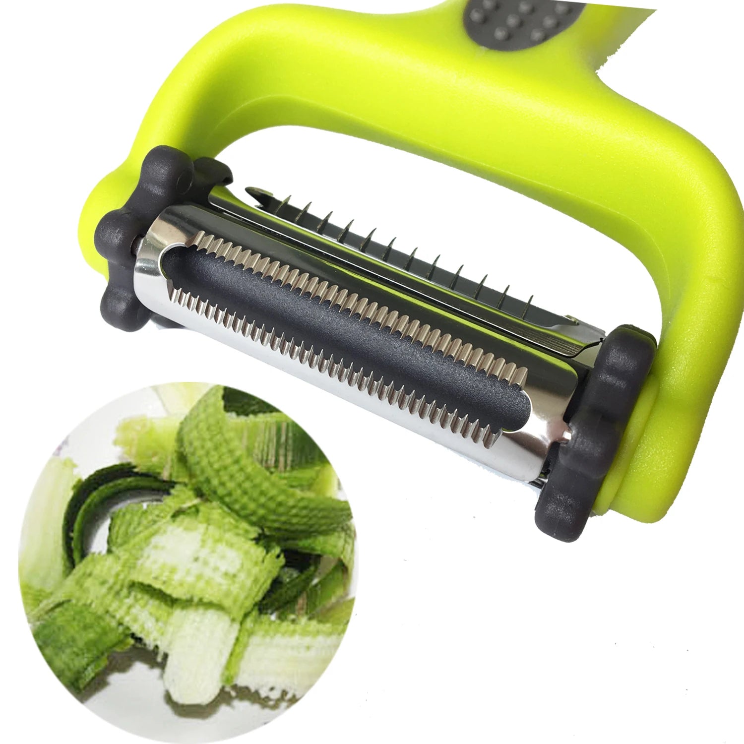 3 in 1 Vegetable Peeler Easy Grip with Rotating Serrated Straight and Julienne Stainless Steel Fruit Slicer Peeling Plane Qme