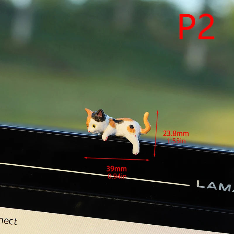 Cute Mini Cartoon Car Cat Ornaments Screen Edge Decoration Micro Qme 2