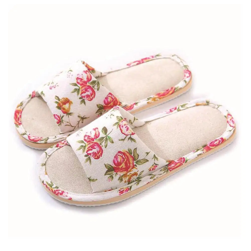 Fashion Floral Slippers Women Casual Comfortable Indoor Home Flat Shoes Anti Slip Sandals Spring Autumn September Essential Qme