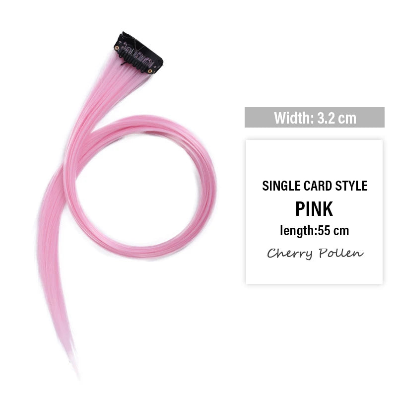 Colored Clip-in Hair Extensions - 55cm High-Temp Matte Fiber, Seamless Realistic Synthetic Fiber Hair Pieces Styling Accessories Qme sakura pink