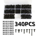 500/340/200PCS M3 Screw Cross Head M3/M4/M3.5/M4.8 Self Tapping Screw Black Carbon Steel Pan Head Round Head Screw Combination Qme Type2-340pcs