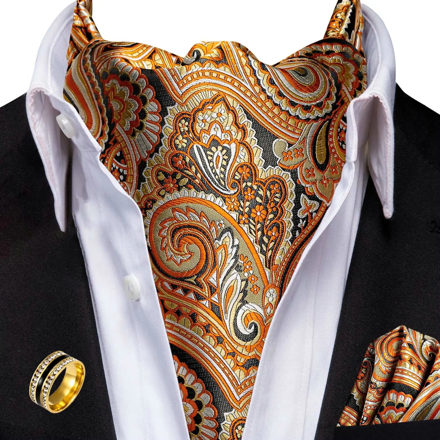 Ascot Tie Classic Cravat Pocket Square Decorative Ring Fashion Men's Qme AS-1073-JZ0020