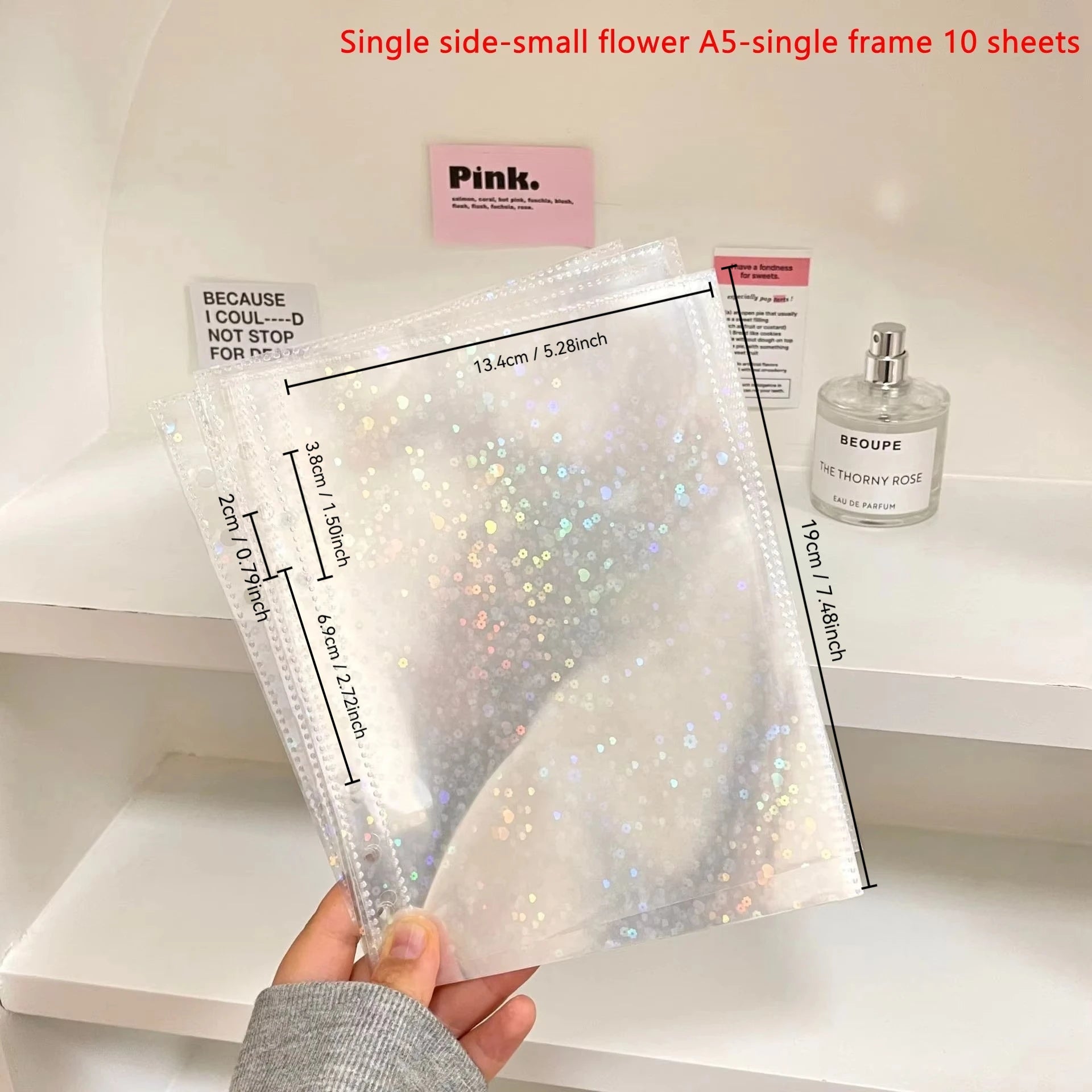 10Pcs/set Pockets Grids Photo Album A5 Inner Page Photocard Binder Photo Sleeve 6 Ring Refill Inner Page Photocard Kpop Qme Flower A5-1 grid