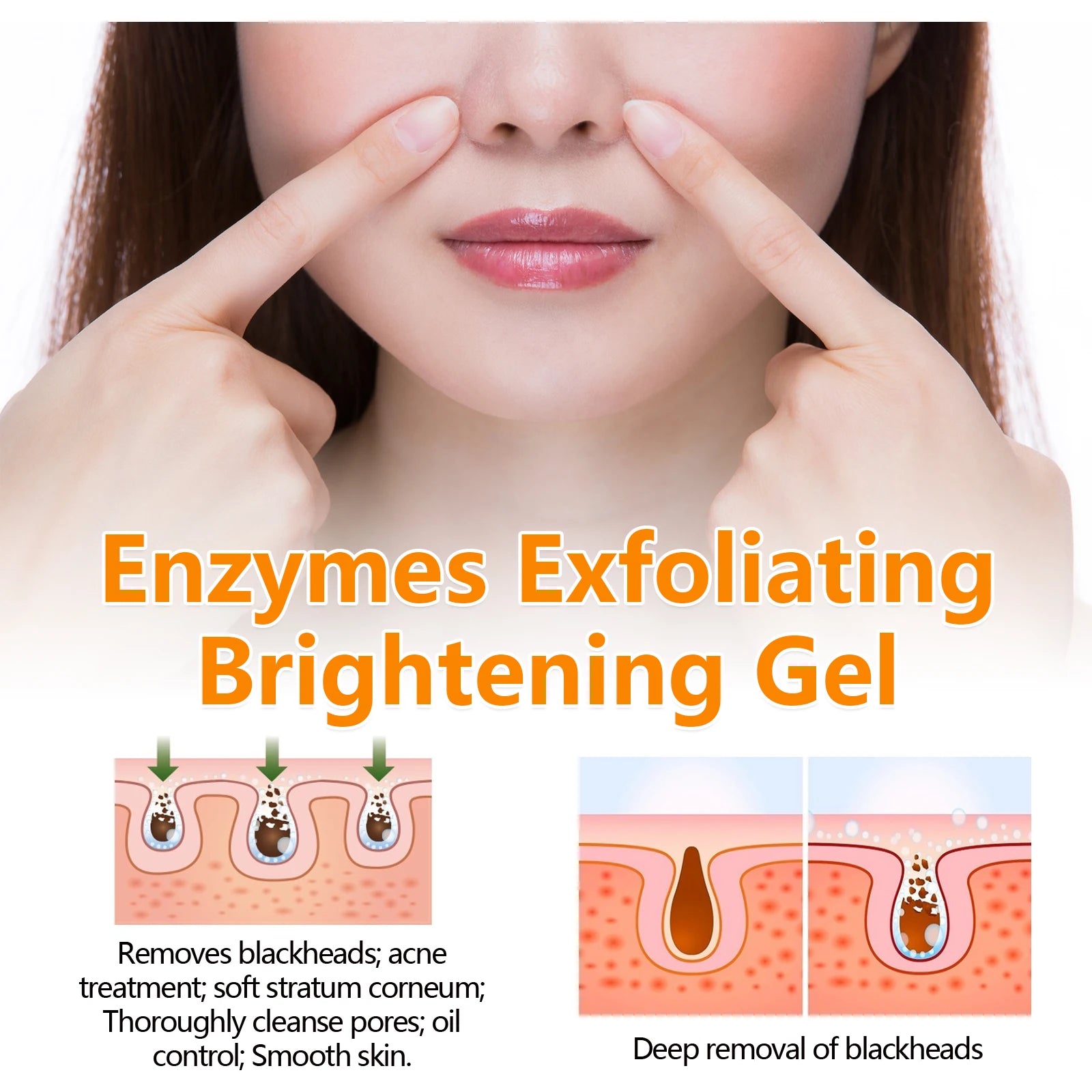 Enzymes Exfoliating Brightening Gel Salicylic Acid Blackhead Dead Skin Remover Cleansing Shrink Pores Brightening Delicate Skin Qme