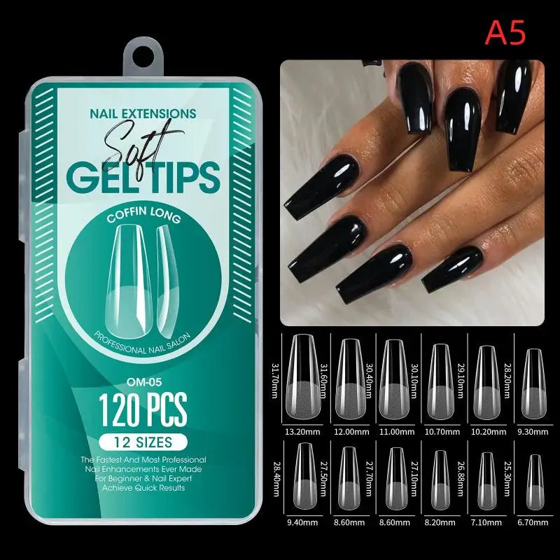 1box False Nail Tips Clear Semi-frosted Full-coverage Soft Fake Nails Qme A5