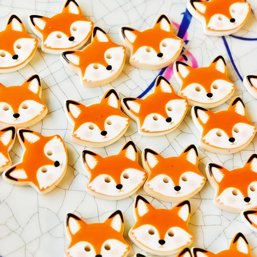 20pcs Cute Little Fox Resin Buttons, Creative Handmade Accessory Decorative Buttons Qme