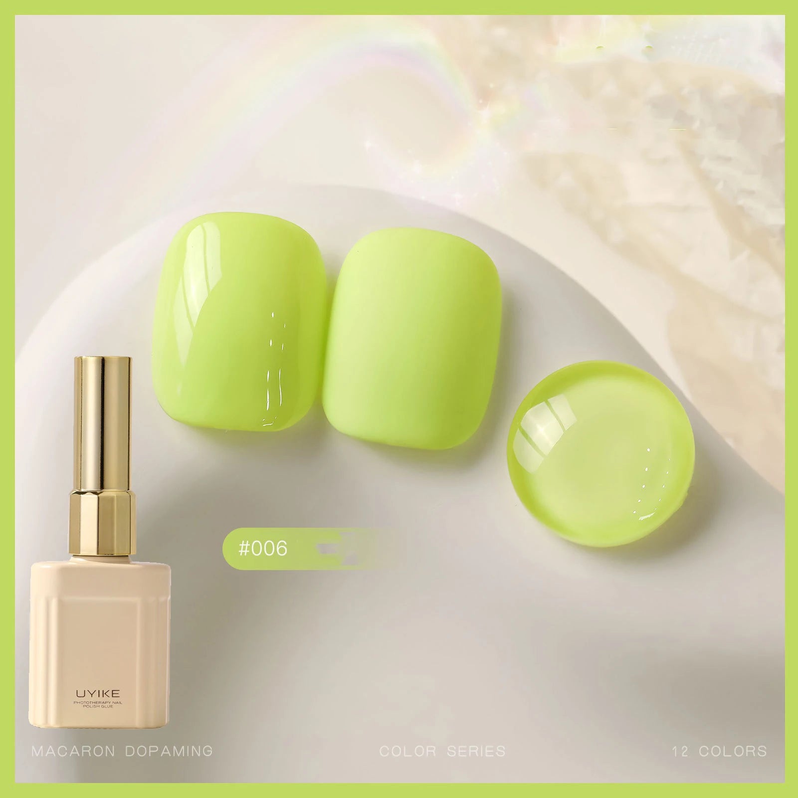 12 Colors Candy Macaron Gel Nail Polish Set, High Saturation Pastel Jelly Gel Polish, Soak Off UV LED Nail Art Manicure Set 15ml Qme 06