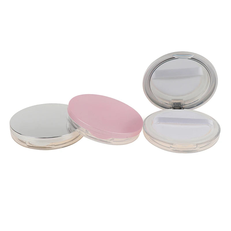 Empty Loose Powder Pot Mirror Jar Travel Makeup Container Cosmetic Qme