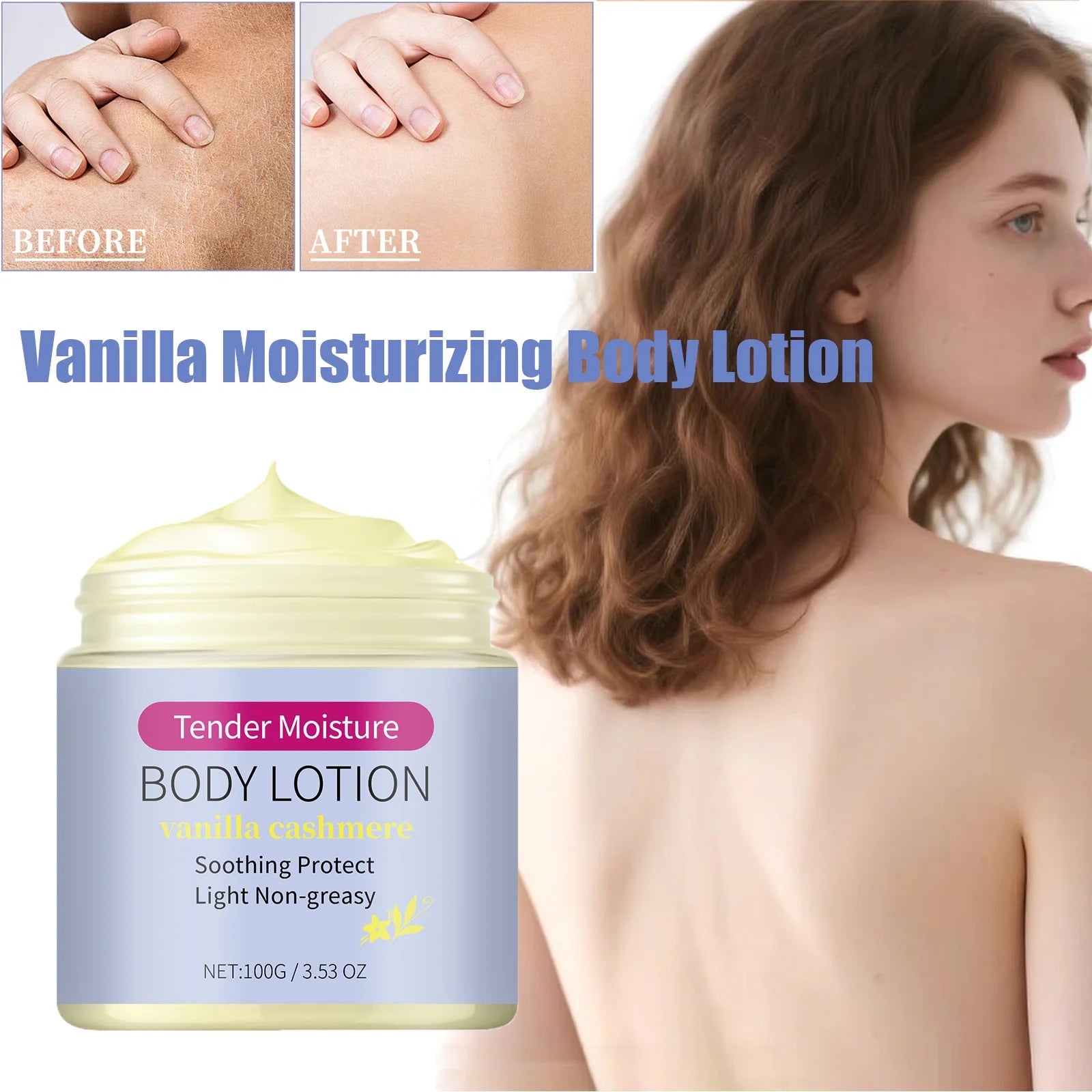 Tender Moisture Body Lotion Vanilla Cashmere Nourishing Dry Skin Care Lightweight Non-Greasy 24h Hydration for All Skin Types Qme