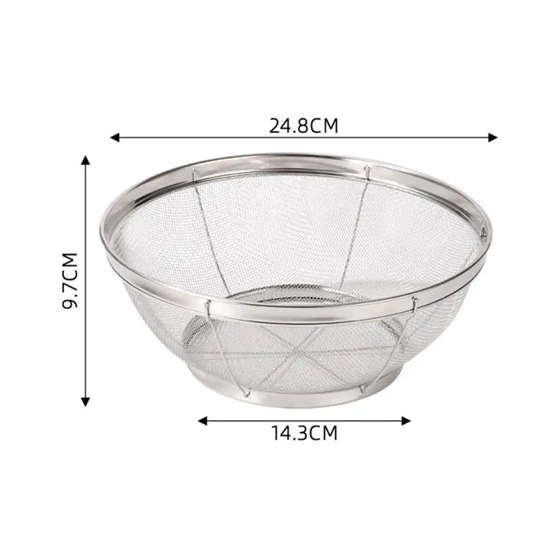 Stainless Steel Rice Washing Sieve Fine Mesh Basket Kitchen Colander Qme 25cm