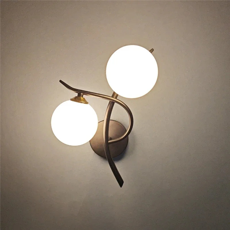 Nordic Modern Iron Wall Lamps LED Bedroom Bed Lamp Learning Corridor Room Indoor Wall Lights Glass Ball Decor Light Fixtures G9 Qme