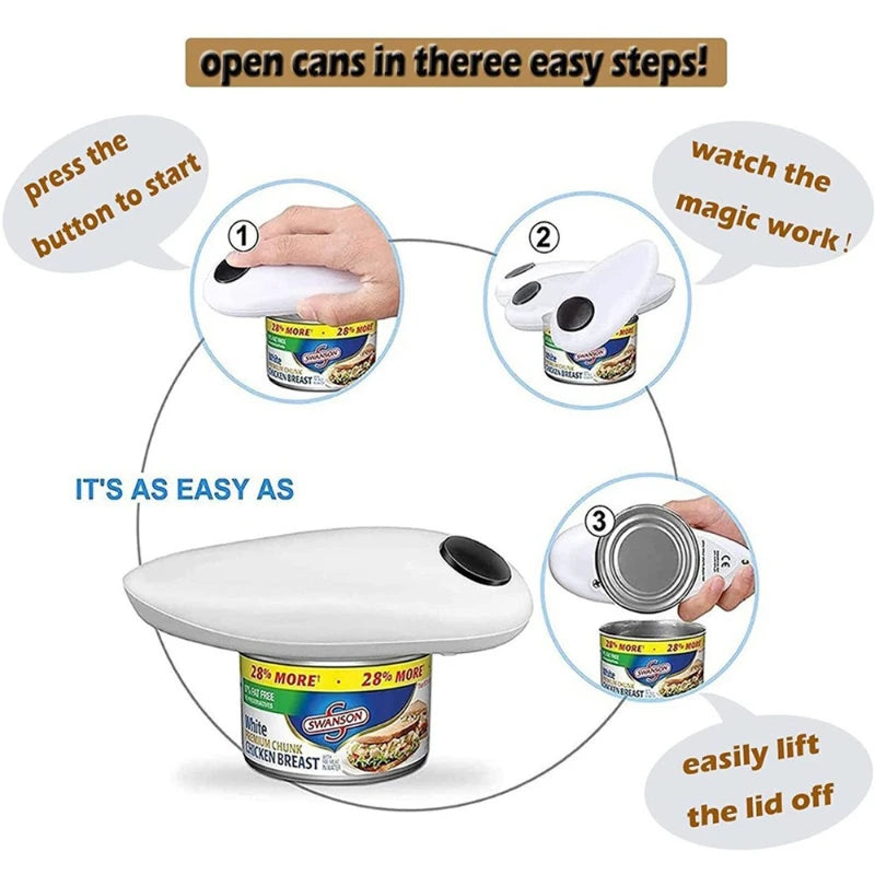Electric Can Opener Bottle Rechargeable Cans Jars Portable Stainless Qme