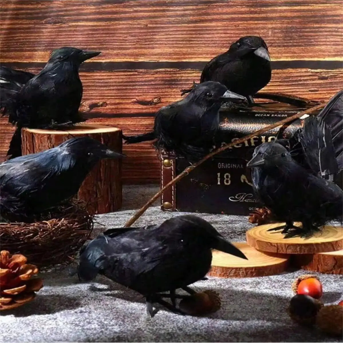 1 Halloween Horror Black Crow Model Fake Birds Beasts Party Home Qme 5pcs