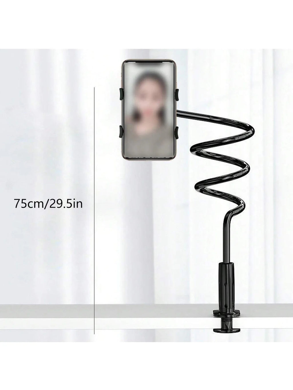 Lazy Phone Holder Live Streaming Stand 360 Rotating Alloy Hose Qme black