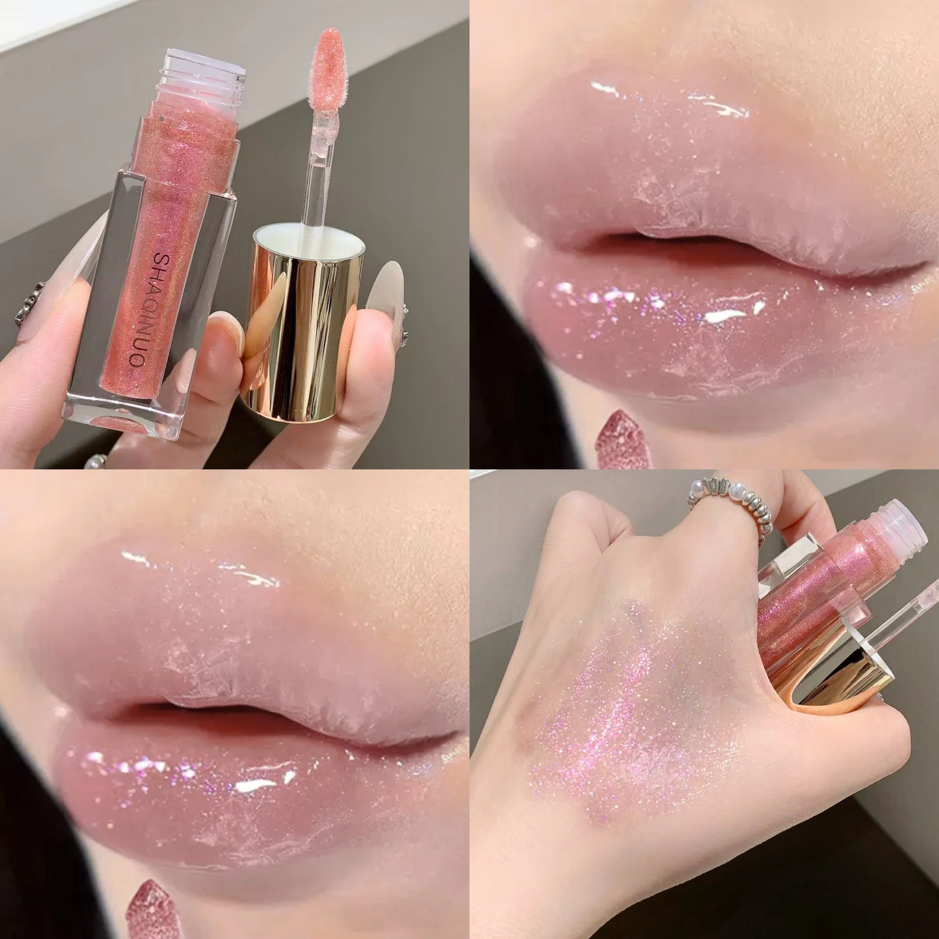 SHAQINUO Glittering Mirror Lip Glaze Watery Shimmering Light Gloss Qme S9056-06