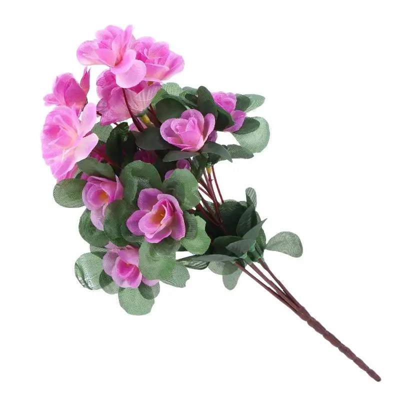 Artificial Azalea Flowers Bouquet Fake Rhododendron Outdoor Garden Qme Light purple
