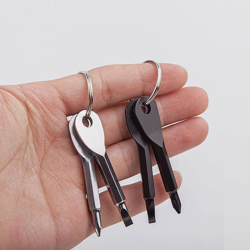 Portable Phillips Slotted Screwdriver Key Ring Keychain Mini Pocket Qme
