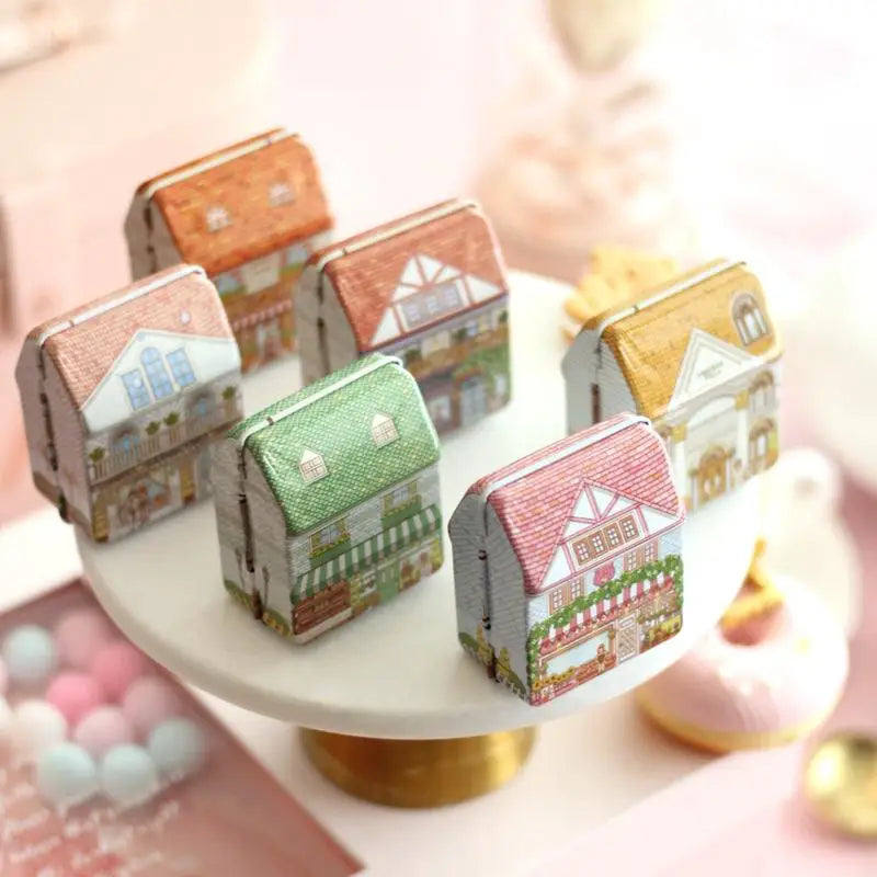 House-shaped Metal Storage Box Hinged Lid Office Pantry Sealing Qme