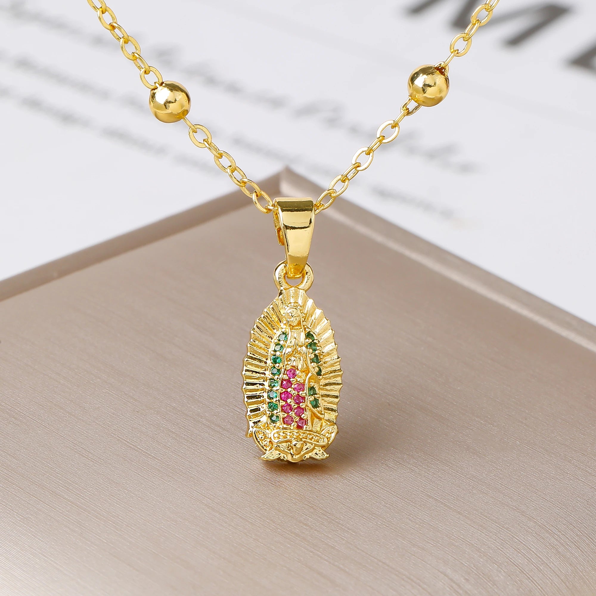 New Fashion Round Rotating St. Benedict Zirconia Pendant Necklace—Lucky for Women's Party Gold/Rose Gold Jewelry Amulet Gift Qme 3