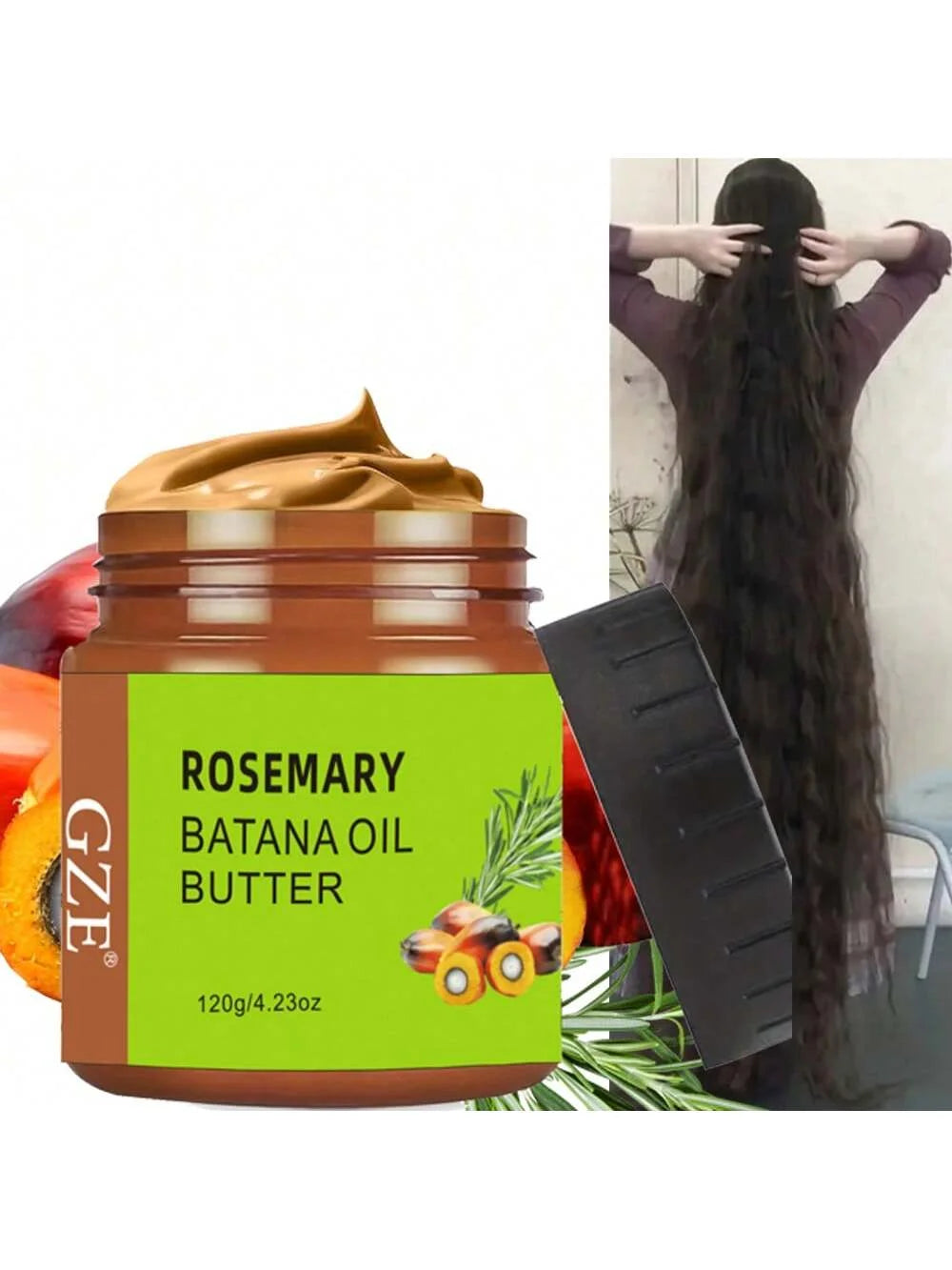 GZE Rosemary Oil & Batana Oil Hair Butter Natural Ingredients Hair Mask Deep Moisturizing Repair Dry Damaged Hair Repair Split Qme