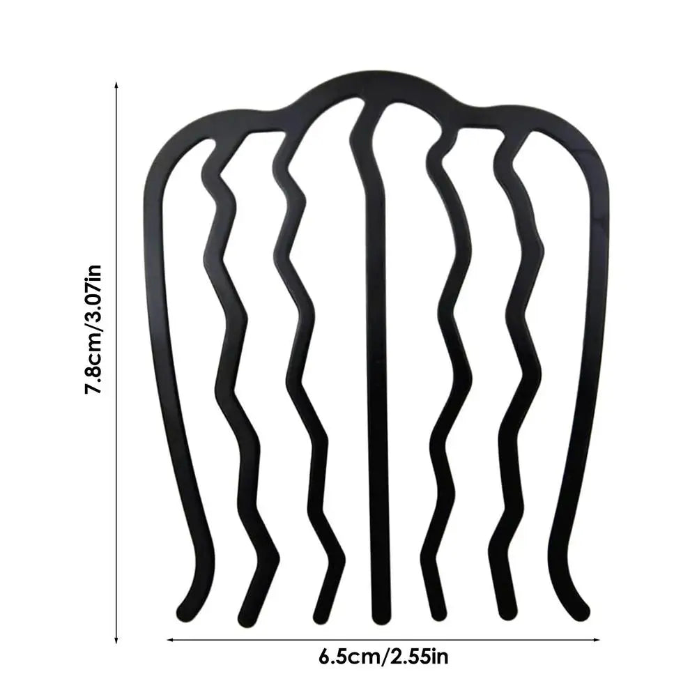 Metal hair side comb hair fork clip teeth hair clip rod for high bun hair U-shaped retro hairstyle hair accessories Qme black