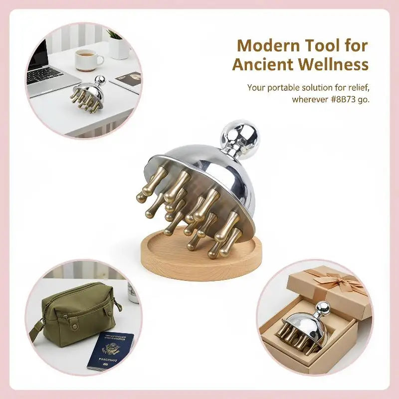 Stainless Steel Brass Meridian Scalp Massage Comb No Pull Detangler Qme
