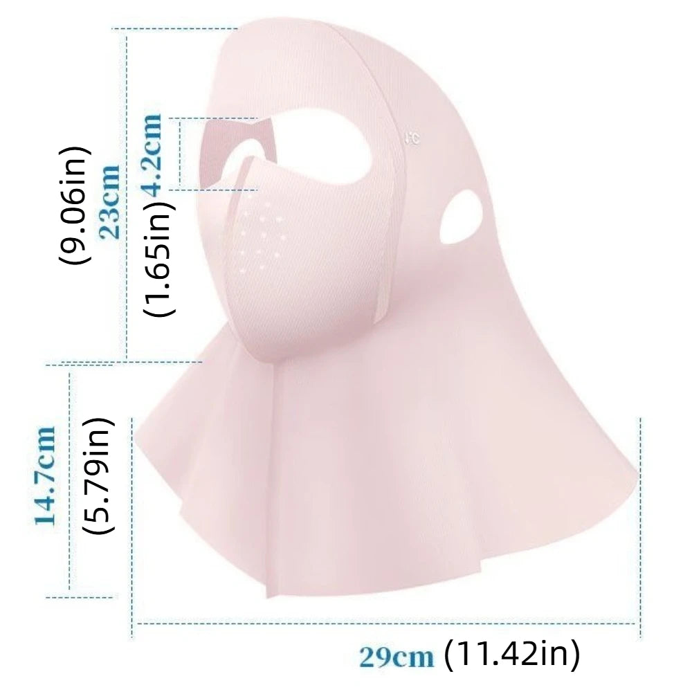 Fashion Summer Full-face Sunscreen Veil Anti UV UPF 50+ Ice Silk Face Qme