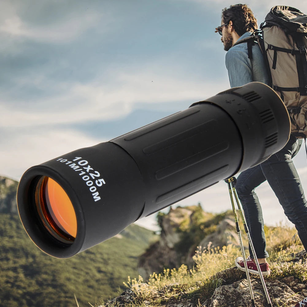 10x25 Monocular Telescope Night Vision Mini Outdoor Telescope Adjustable Focal Length with Cleaning Cloth for Outdoor Activities Qme
