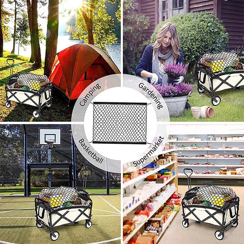 Camping Trolley Net Hook Wagon Cargo Heavy Duty Nylon Garden Cart Qme