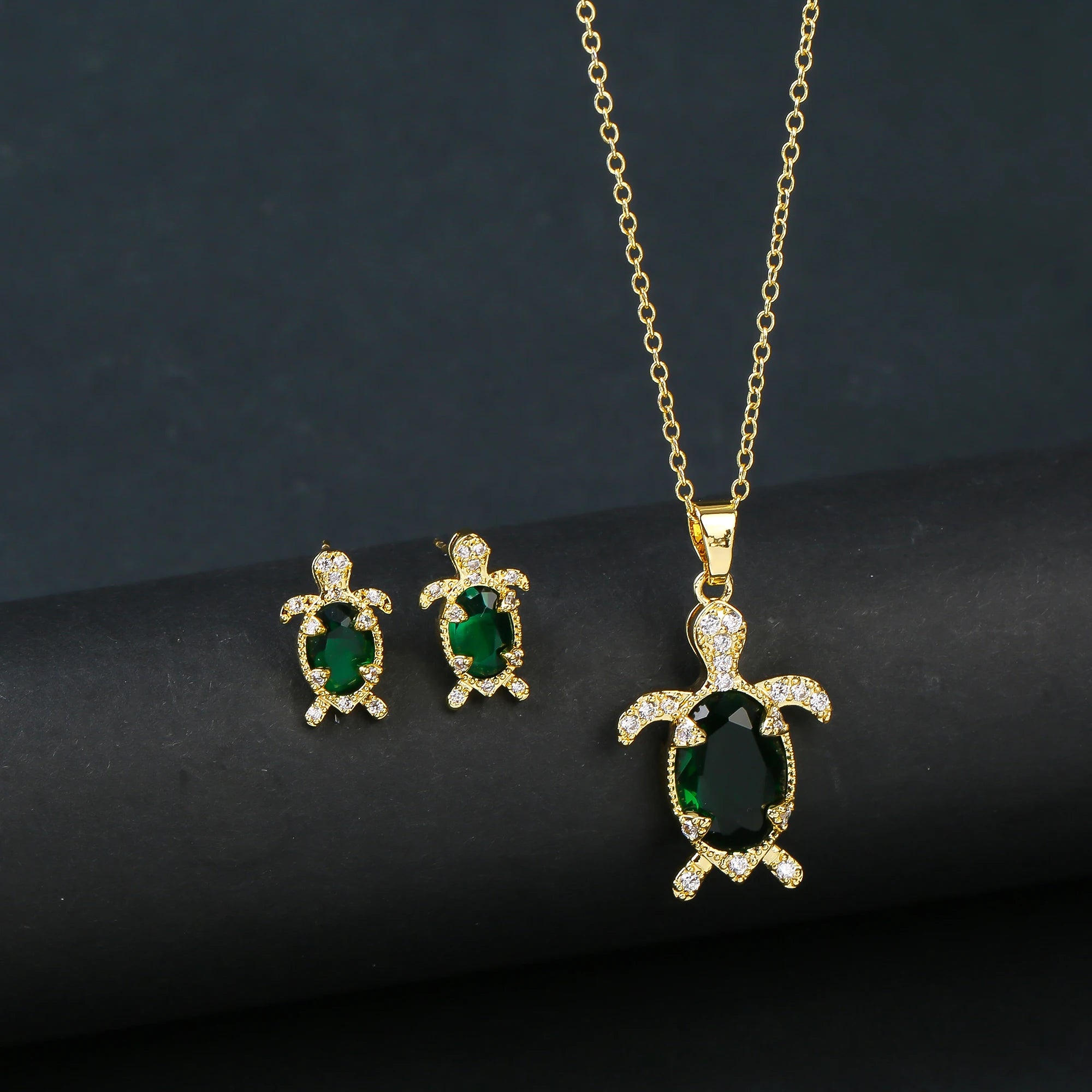 Hot Sale Luxury Cute Sea Turtle Jewelry Set Earrings Necklace Fashion for Women Animal Crystal Collection Jewelry Wedding Gifts Qme Jewelry Set 3