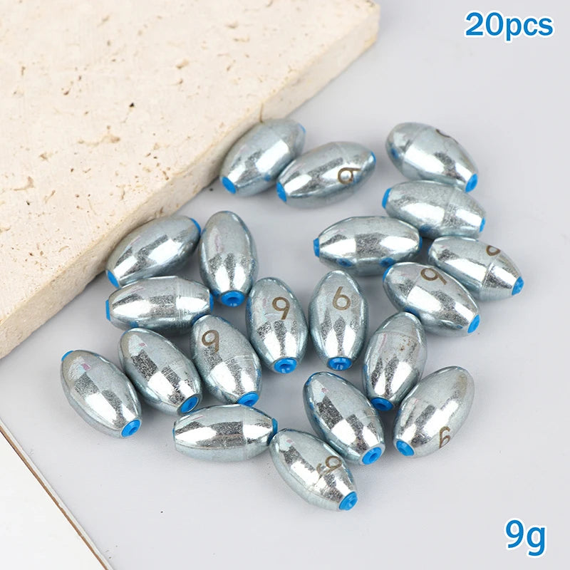 Alloy Hollow Olive Fishing Sinkers3 4 6 8 10 12 Wax Coating Weight Qme 9g