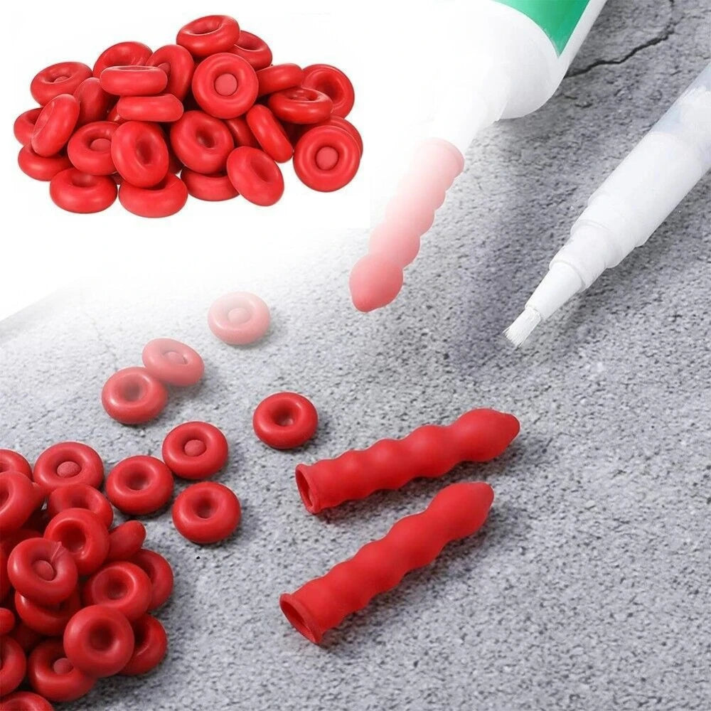 5/10/20/50Pcs Caulk Sealing Cap Dustproof Red Glass Glue Tip Cover Protector for Caulking Gun Daily Tool Qme