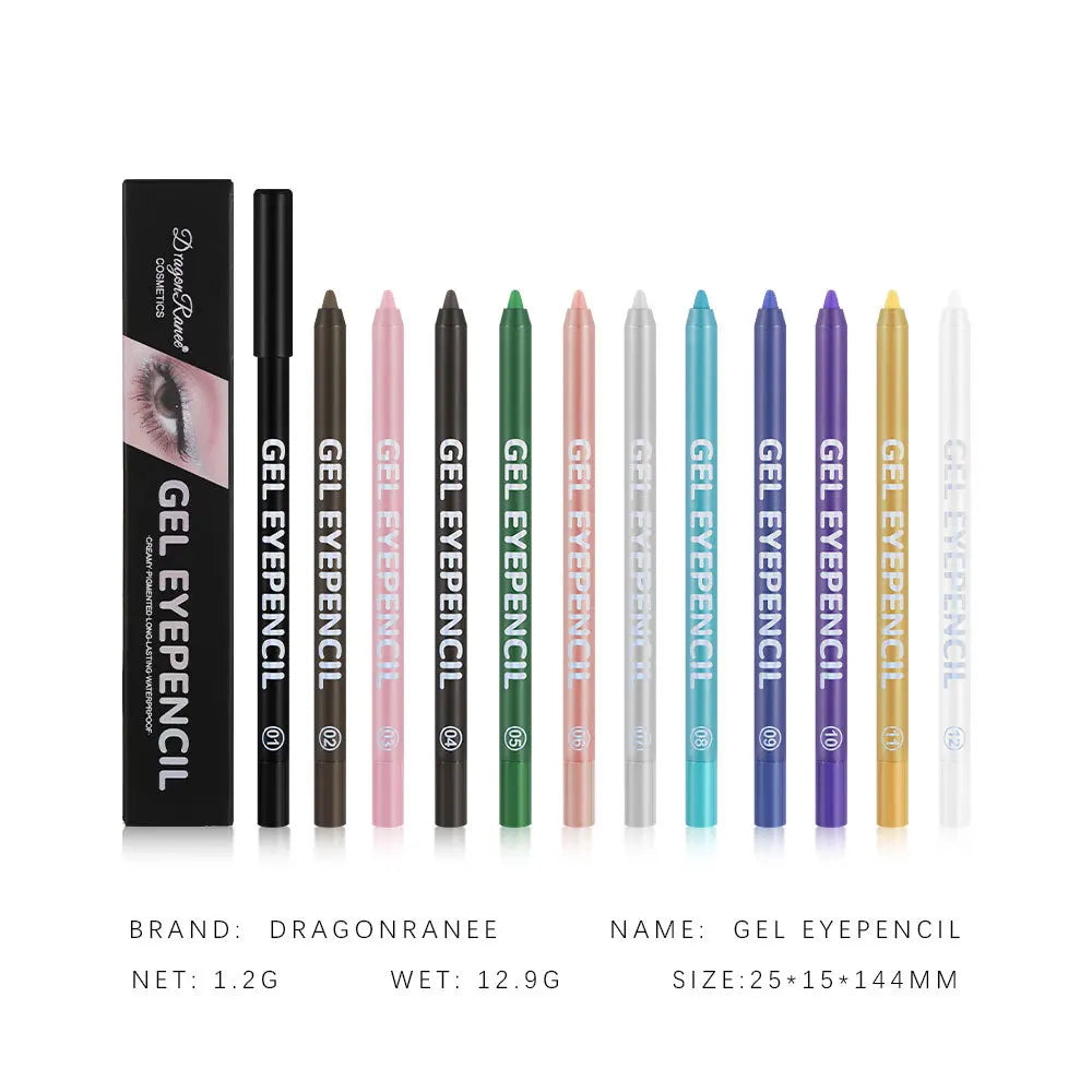 12 Color Matte Eyeliner Gel Pencil Soft Easy to Wear Colorful White Yellow Blue Pink Pearl Gloss Eye Liner Pen Cream Makeup Tool Qme