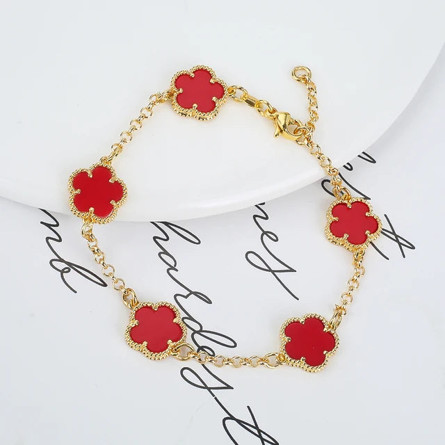 2023 INS 10 Colors Five Leaf Flower Bracelet Classic Fashion