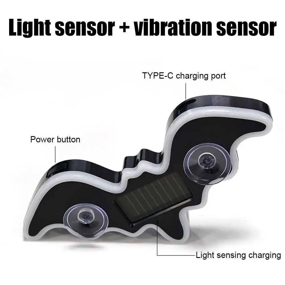 Solar Powered Car LED Ambient Light Cute Bat Shaped Suction Cup Qme