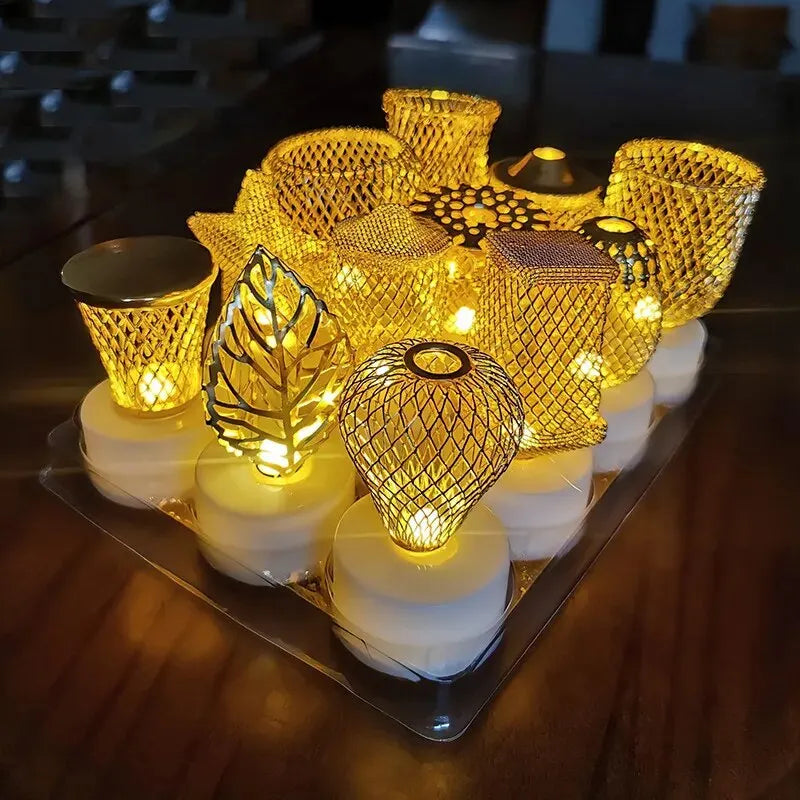 8CM LED Mini Electronic Candle Lamp Desktop Decoration Glowing Night-Light Christmas Golden Lighting Party-Decoration Star Qme