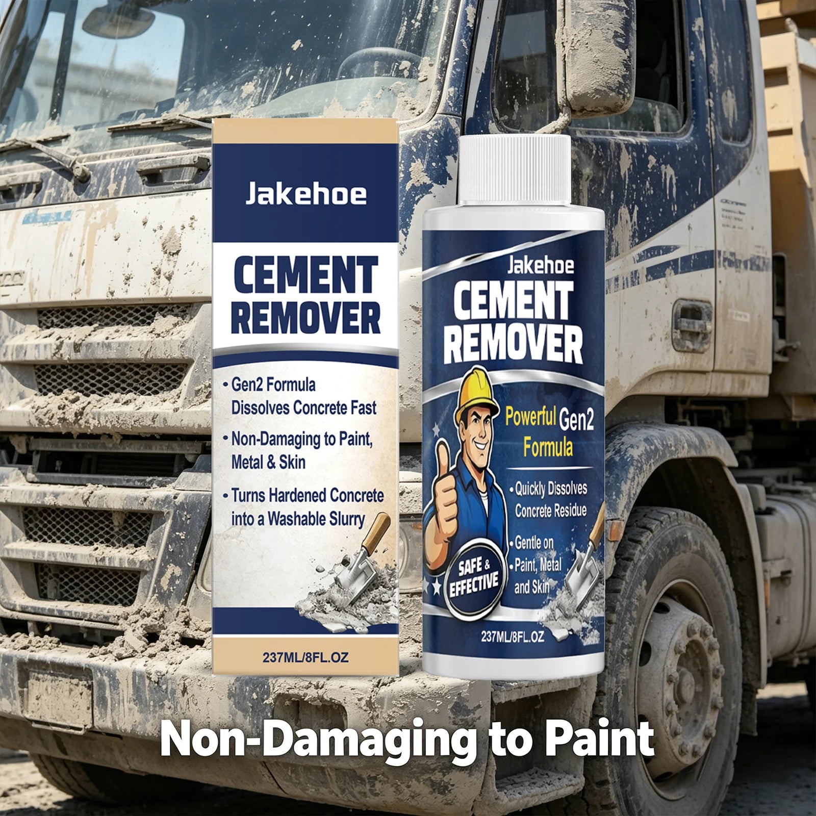JAKEHOE Cement Remover Effectively Remove Mortar & Cement Deposits Dissolve Concrete Fast Non-damaging to Paint Concrete Cleaner Qme