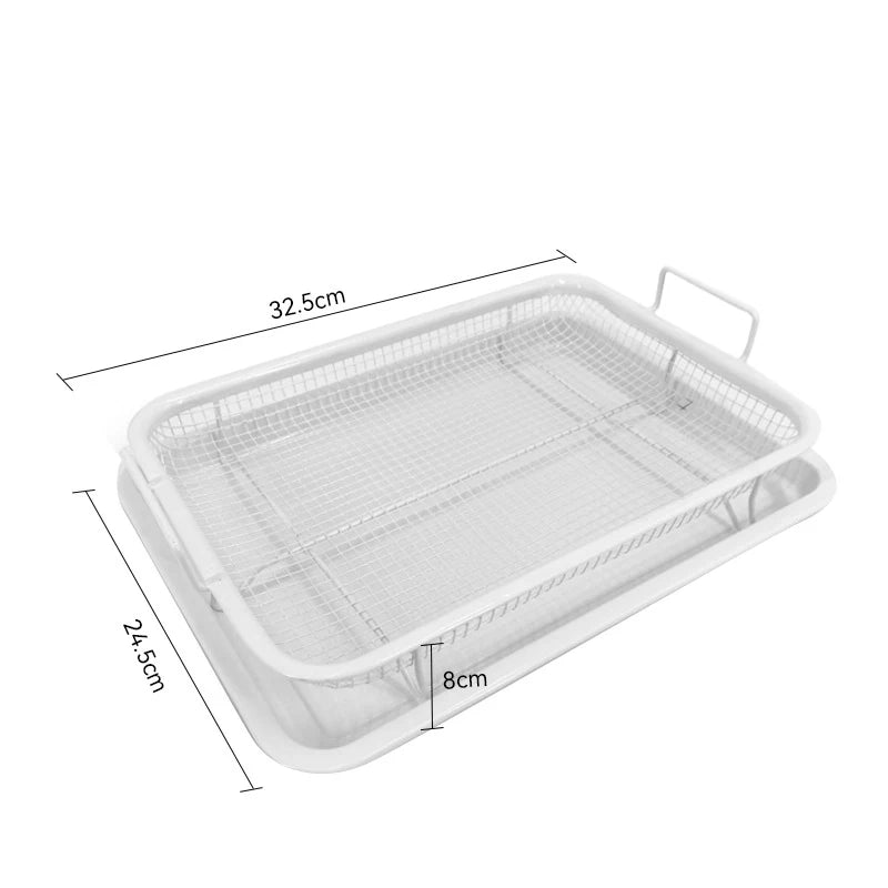 CC11Baking Tray Oil Frying Baking Pan Stainless Steel Non-stick Chips Qme White