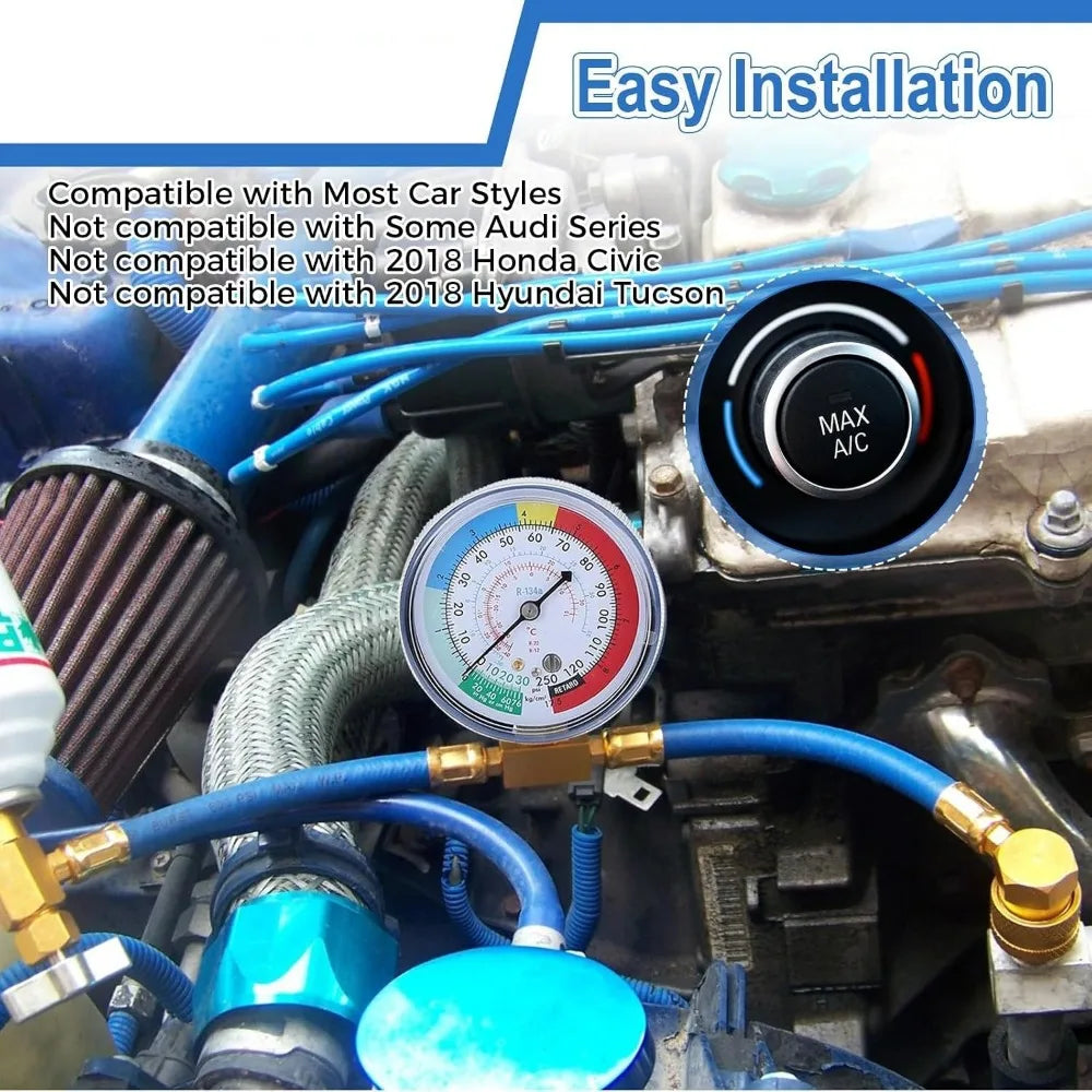 R134A Recharge Measuring Hose Can Tap Gauge Refrigerant Charging Pipe Adapter Air conditioning Car accessories Qme