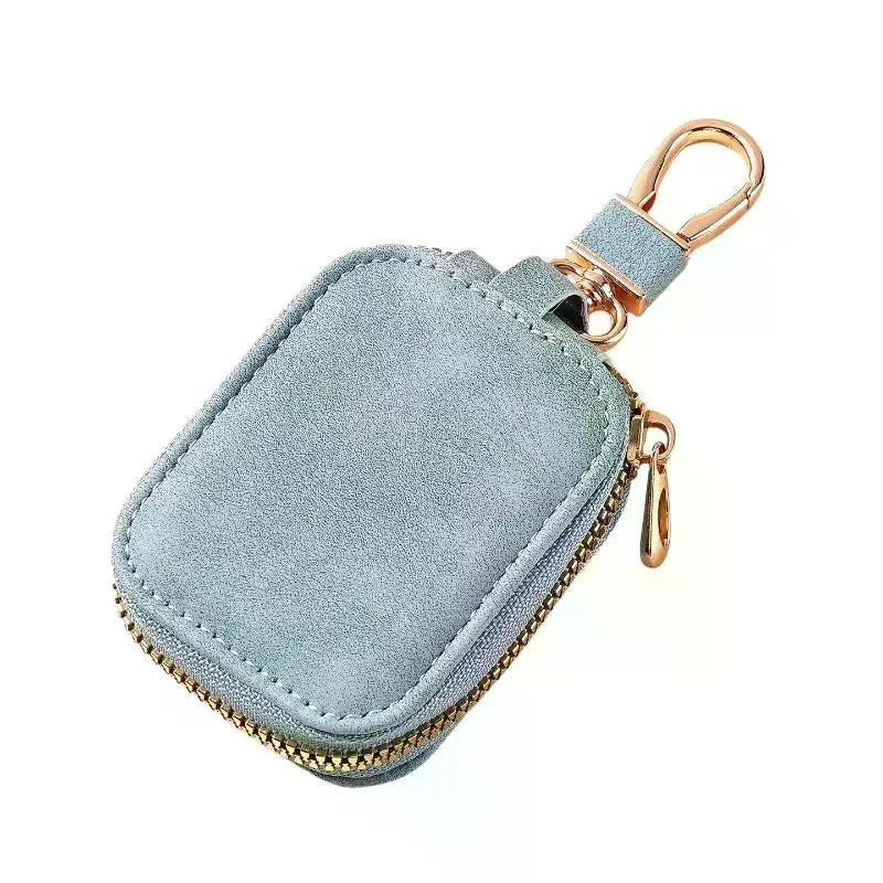Soft Suede Lightweight Car Key Case Zipper Closure Heavy Duty Metal Qme