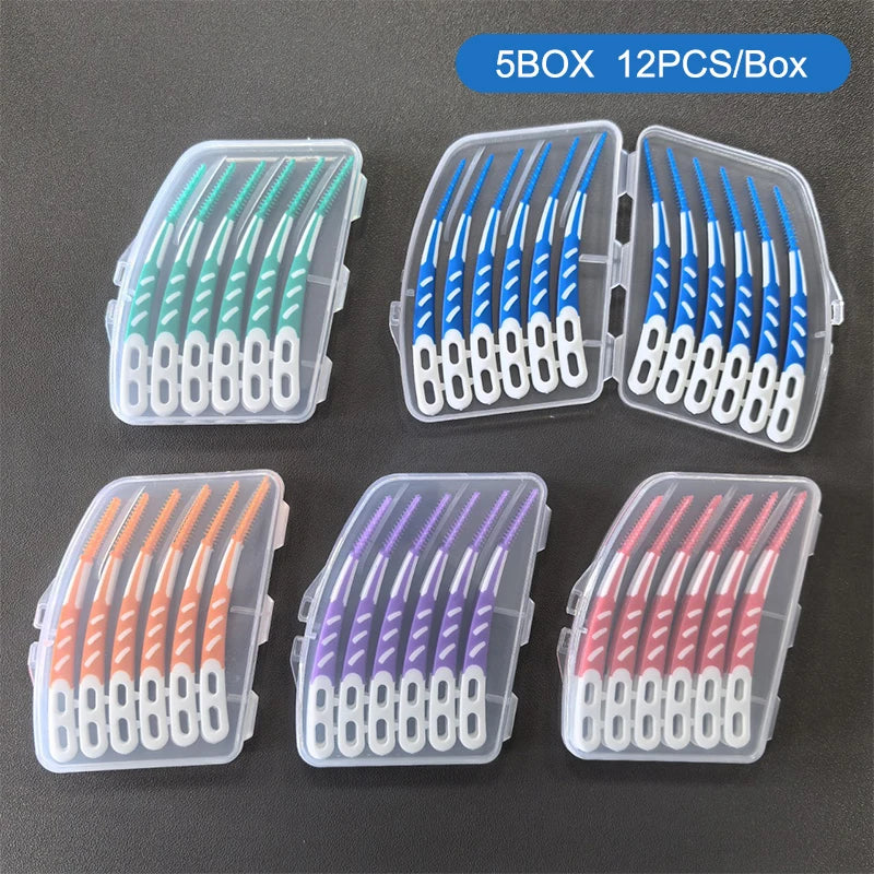 1 5 Box Interdental Silicone Brushes Teeth Stick Toothpicks Dental Qme Multicolor