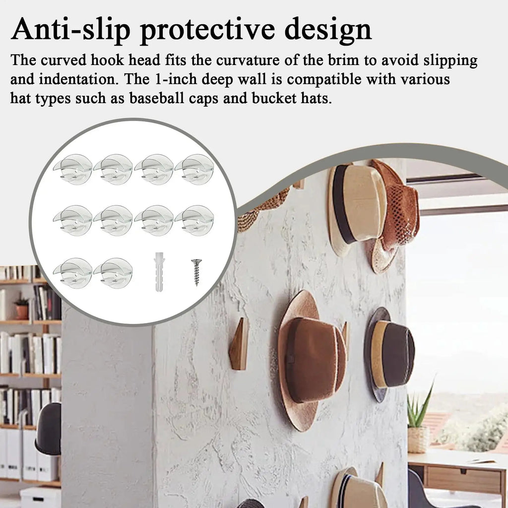 Hat Hooks For Wall 10 Pieces No Punching Hat Hanger No Punching Adhesive Hooks For Bathroom Shower Kitchen Bedroom Apartment Qme