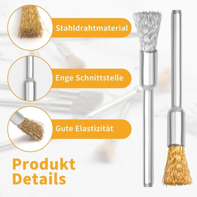 20pcs mini wire brushes are designed specifically for grinding and cleaning, effectively removing rust, corrosion, dirt, and pai Qme