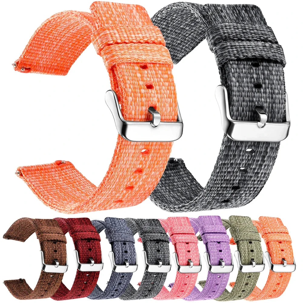 Nylon 18mm 20mm 22mm Watchband for Samsung Galaxy Watch 4 40mm 44mm Classic 42mm 46mm Gear S3 S2 Bracelet Strap For Amazfit Bip Qme