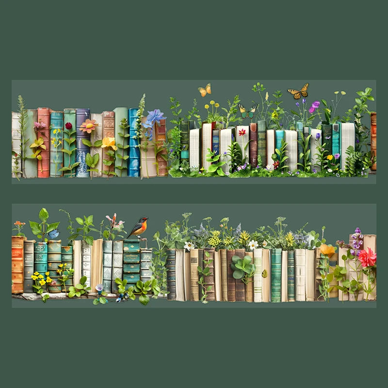 Tape 50mm*2m Book Sea Reading Scenic PET Tape Manual Stationery DIY Handmade & Scrapbook Journaling Decorative Washi Tape Qme 5