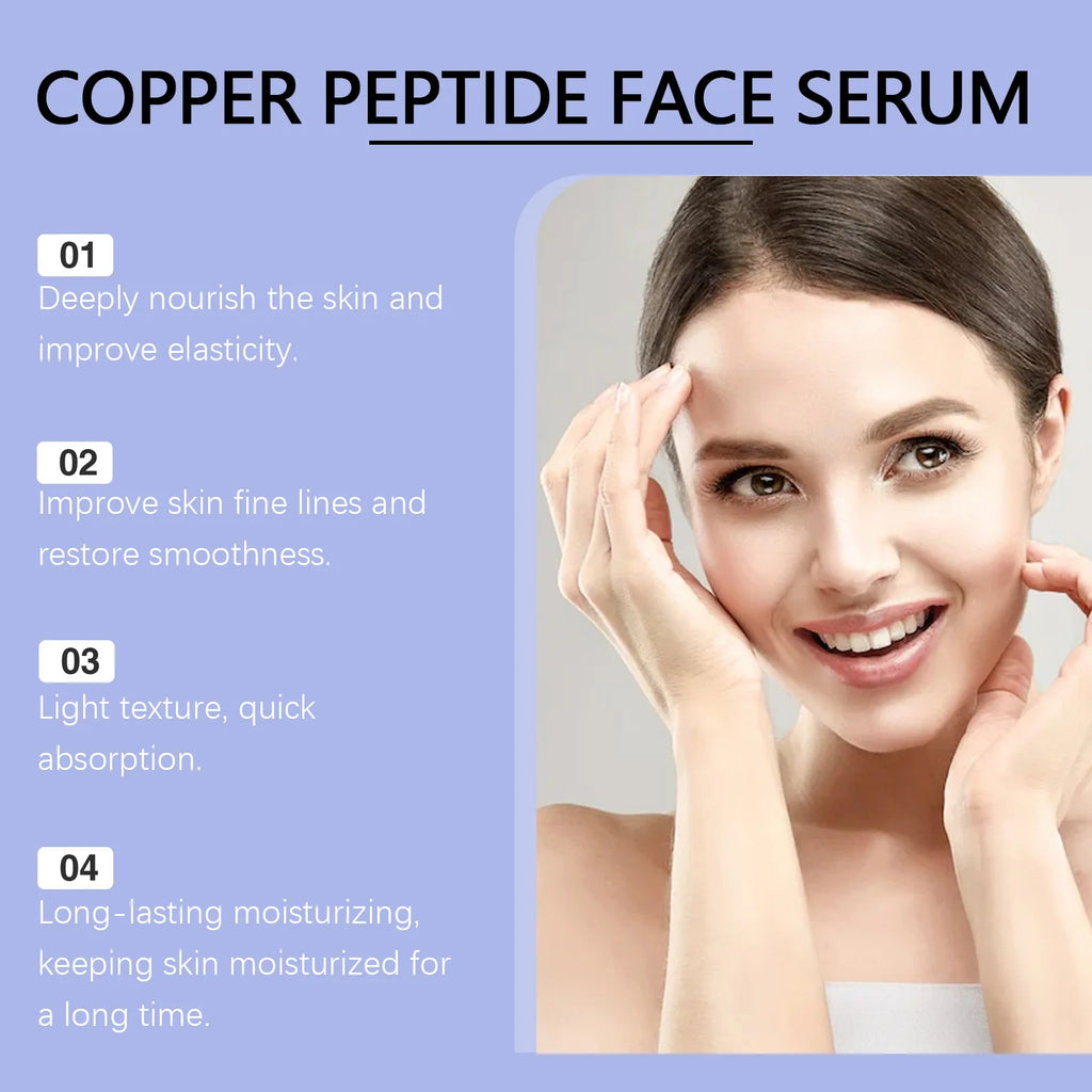 Copper Peptide Facial Serum Firming Skin Lighten Fine Lines Hydrating Moisturizing Smooth Facial Skin Brightening Care Serum Qme