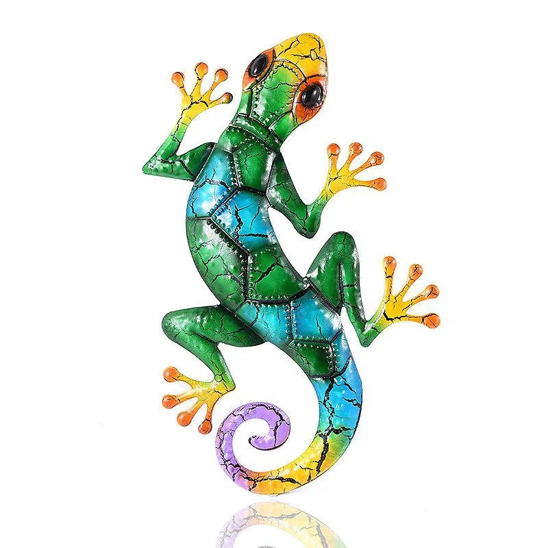 Metal Gecko Yard Garden Decoration for Outdoor Statues Home-garden Wall Decor Miniature Accessories Sculpture Lizard Ornaments Qme
