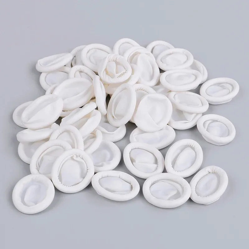 White Latex Powder Free Disposable Finger Cots Anti-Slip for Nail Art Tattoo Beauty Use Qme