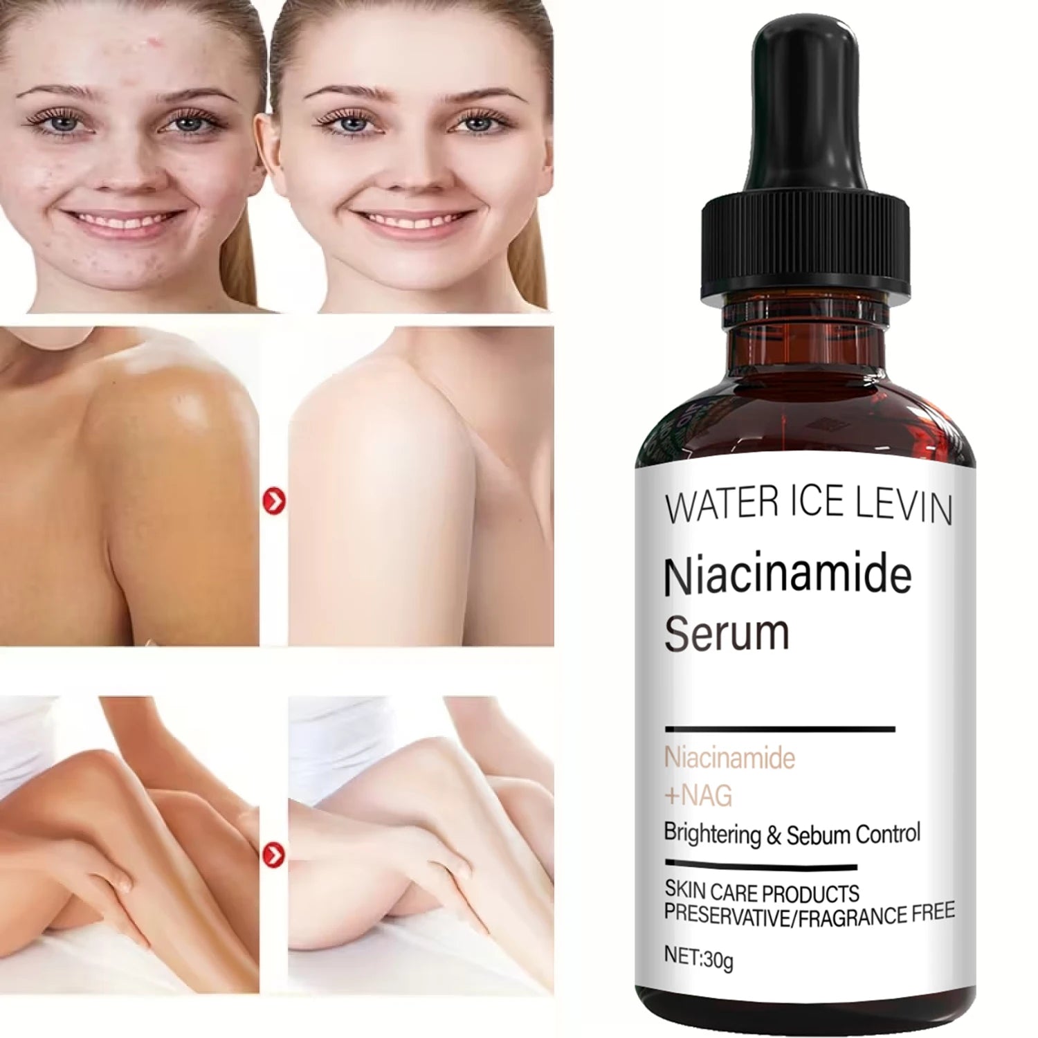 Niacinamide Serum with Bee Venom & Collagen for Brighter, Oil-Control Skin - Preservative & Fragrance-Free Formula. Qme
