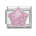 3D Inlay Stars Cute Zebra Stripe Stars Pink Blue Leopard Print Italian Charm Links Fit 9mm Stainless Steel Bracelet DIY Making Qme Style 20
